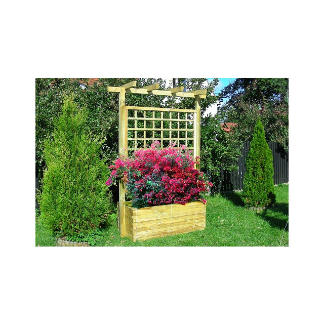 Blumenkasten 120cm  mit Rankgitter und Pergola