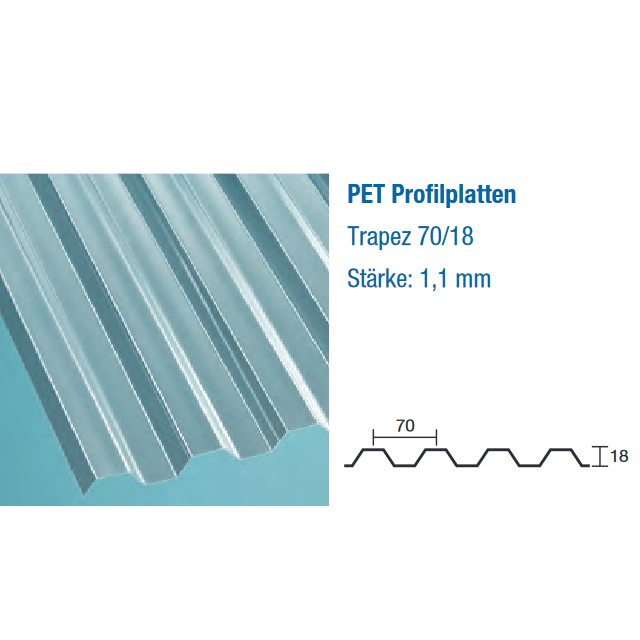 Set a 5 Platten zu  3,50x1,09m PET 1,1mm Lichtplatten, klar