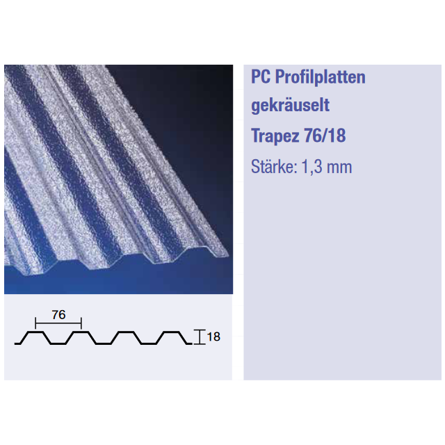 Polycarbonat Trapez 76/18 gekräuselt - klar
