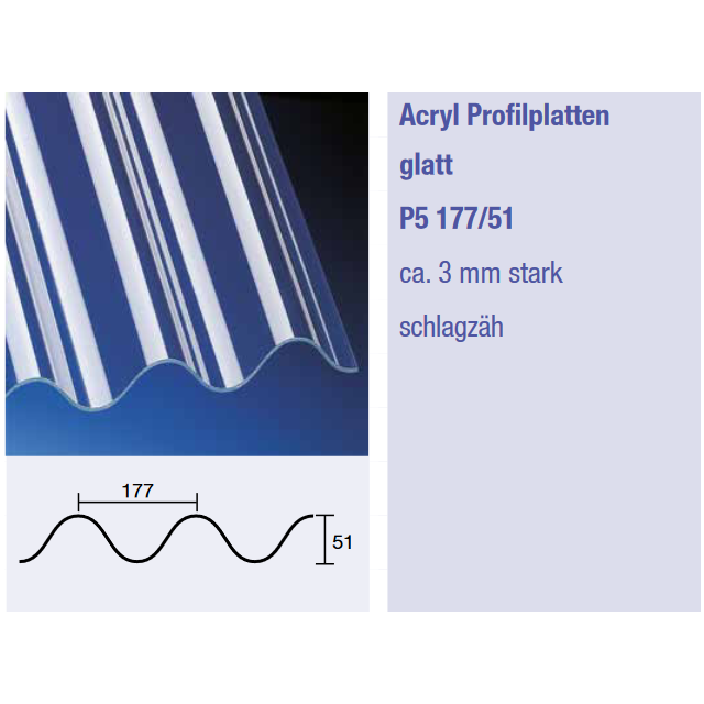Acryl Typ P5 Sinus 177/51 - klar