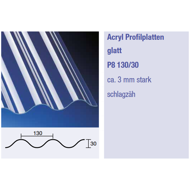 Acryl Typ P8 Sinus 130/30 - klar