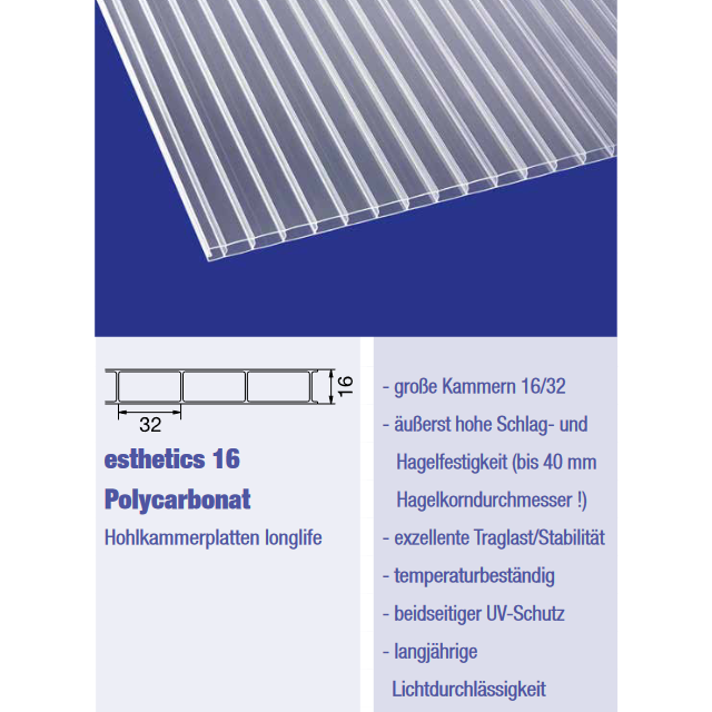 PC Hohlkammerplatten esthetics 16mm **klar**