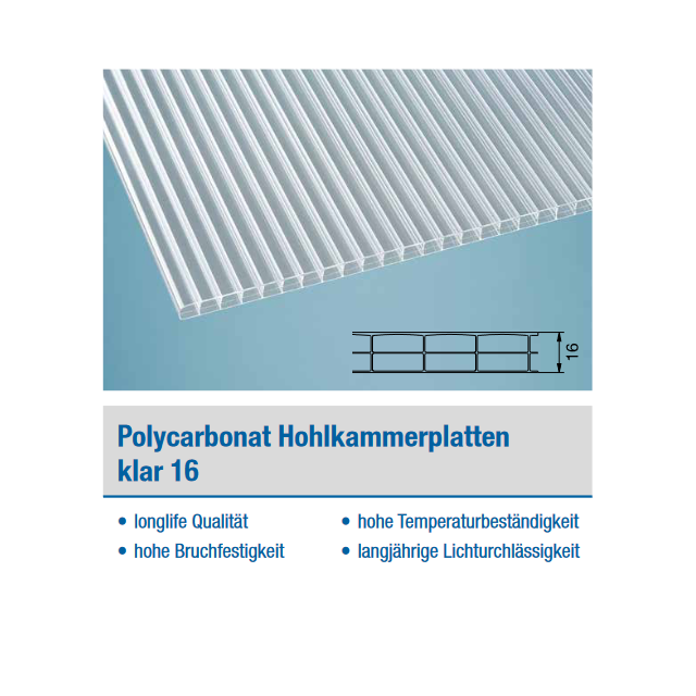 PC Hohlkammerplatten 16mm **klar**