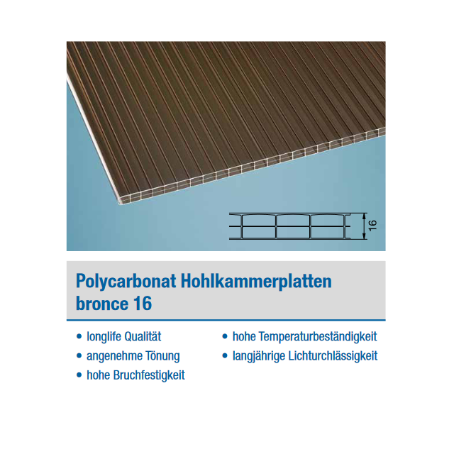 PC Hohlkammerplatten 16mm **bronce**