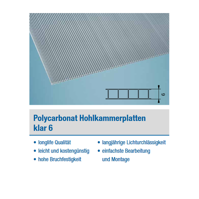 PC Hohlkammerplatten 6mm **klar**