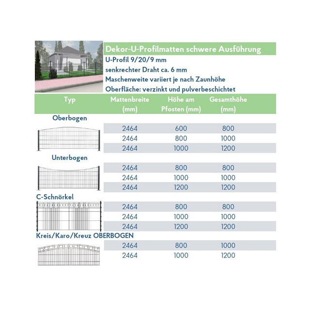 Dekormatten U-Profil 6mm versch. Ausführungen