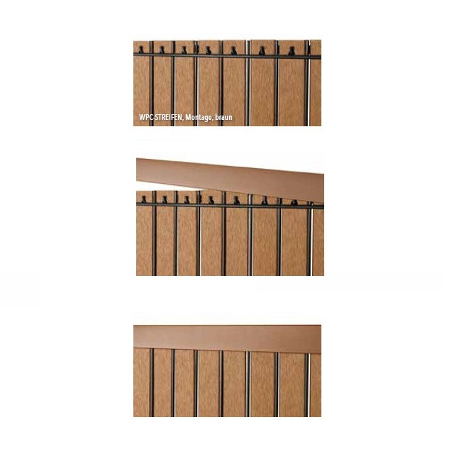 WPC-Streifen für Doppelstabmatten braun ab