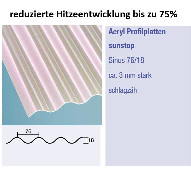 Acryl sunstop Sinus 76/18 - opal weiß