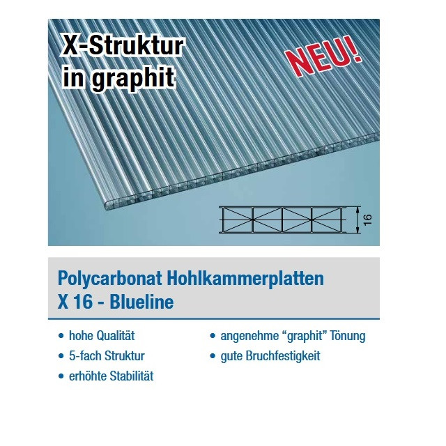 PC 5-fach Hohlkammerplatten X 16mm **graphit**