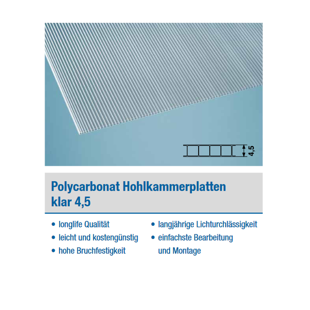 PC Hohlkammerplatten 4,5mm **klar**