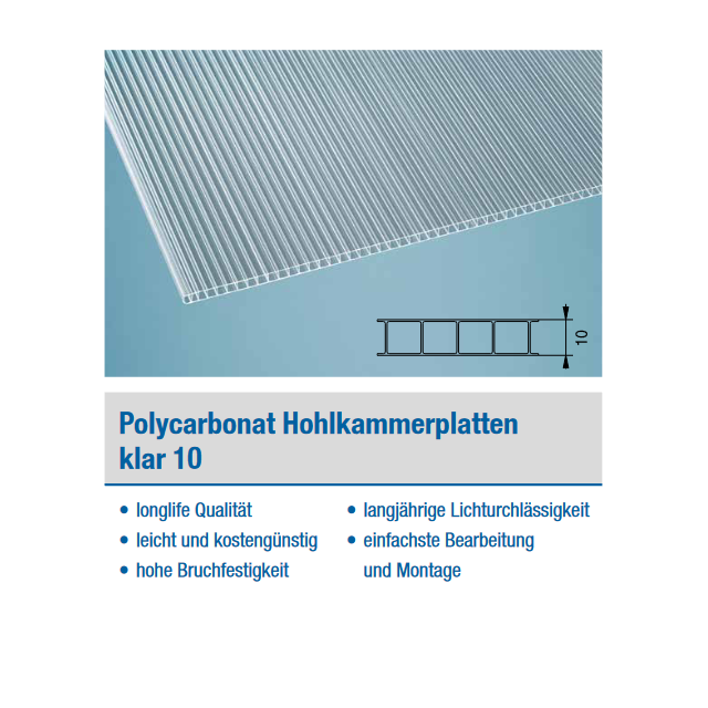 PC Hohlkammerplatten 10mm **klar**