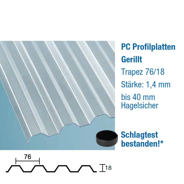 Profilplatte PC Trapez 76/18 klar gerillt